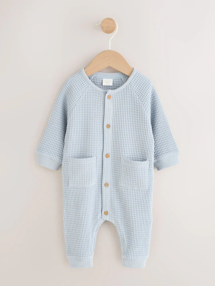 |BabyBoy| Macacão de Bebê Azul com Textura (0 meses a 3 anos)