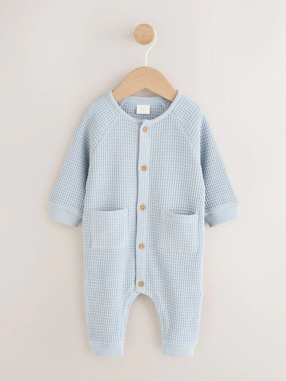 |BabyBoy| Macacão de Bebê Azul com Textura (0 meses a 3 anos)