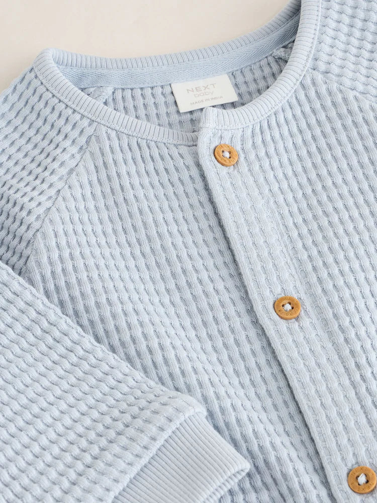 |BabyBoy| Macacão de Bebê Azul com Textura (0 meses a 3 anos)