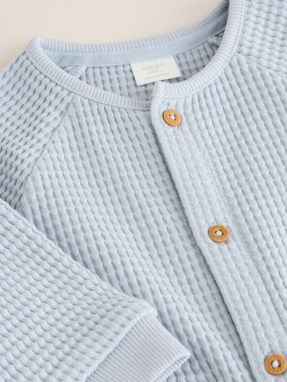 |BabyBoy| Macacão de Bebê Azul com Textura (0 meses a 3 anos)