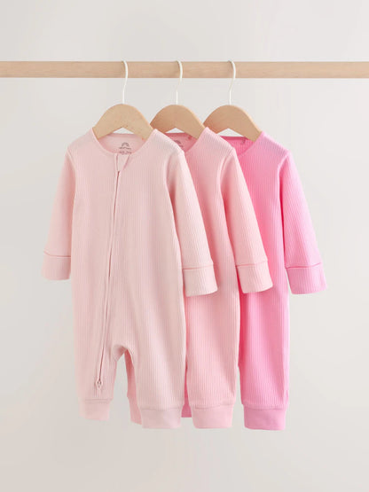 |BabyGirl| Kit com 3 Macacões Rosa para Bebê (0 meses a 3 anos)