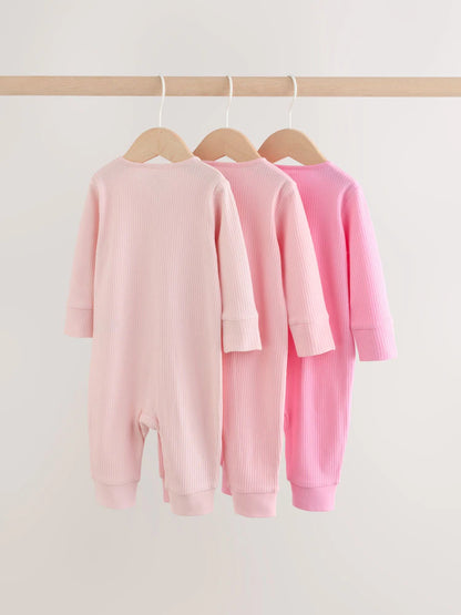 |BabyGirl| Kit com 3 Macacões Rosa para Bebê (0 meses a 3 anos)