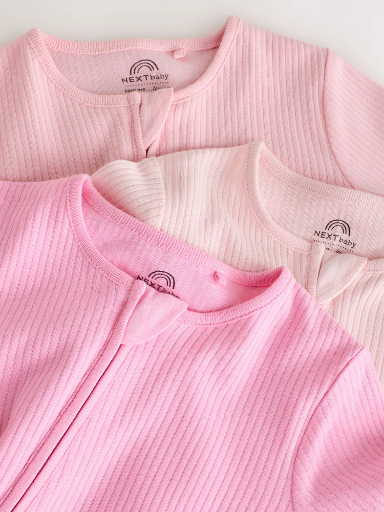 |BabyGirl| Kit com 3 Macacões Rosa para Bebê (0 meses a 3 anos)