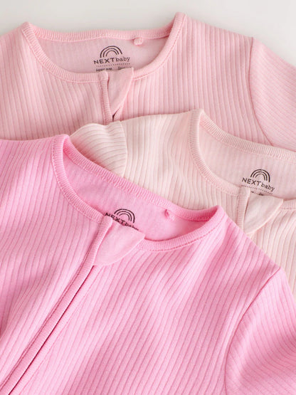 |BabyGirl| Kit com 3 Macacões Rosa para Bebê (0 meses a 3 anos)