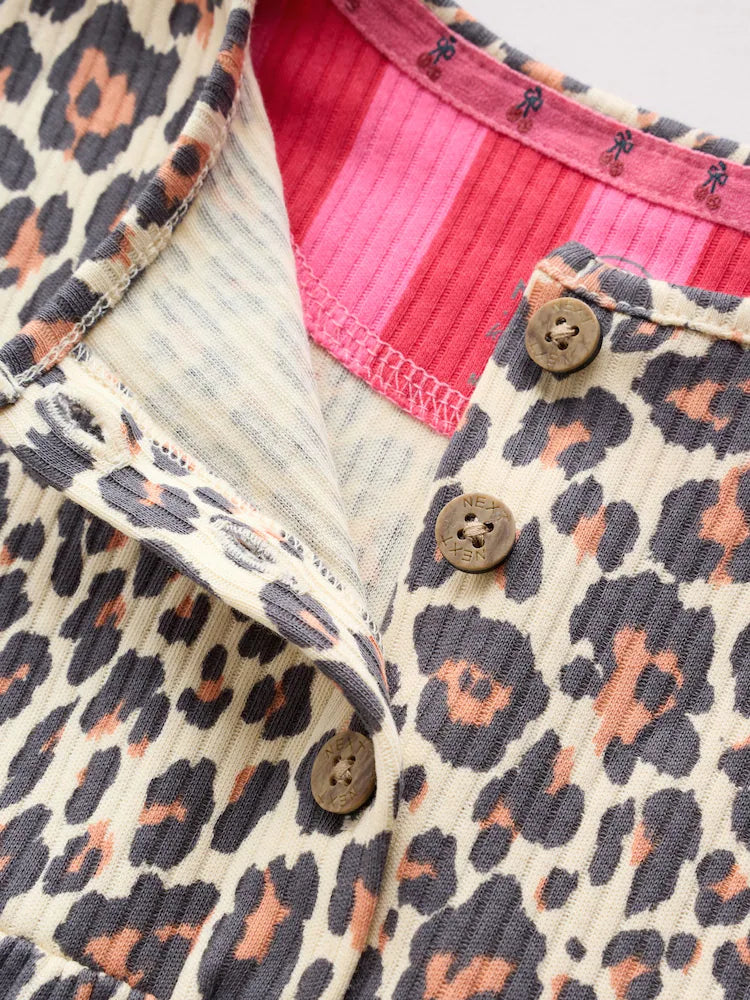 |BabyGirl| Conjunto Com 3 Macacões De Bebê Em Malha Com Estampa De Leopardo e Rosa, Com Botões