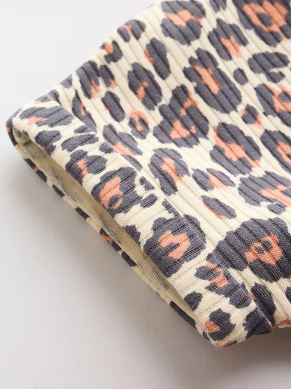 |BabyGirl| Conjunto Com 3 Macacões De Bebê Em Malha Com Estampa De Leopardo e Rosa, Com Botões