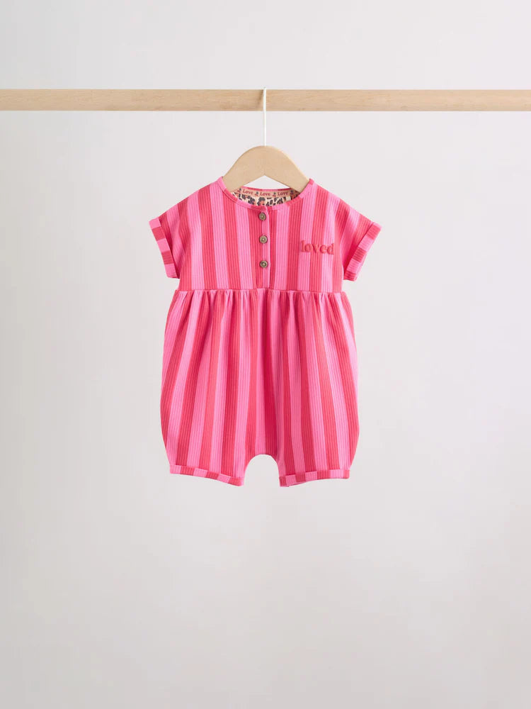 |BabyGirl| Conjunto Com 3 Macacões De Bebê Em Malha Com Estampa De Leopardo e Rosa, Com Botões