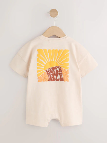 |BabyBoy| Macacão Infantil Estampado Com Botões Na Cor Neutra e Vibrante
