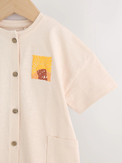 |BabyBoy| Macacão Infantil Estampado Com Botões Na Cor Neutra e Vibrante