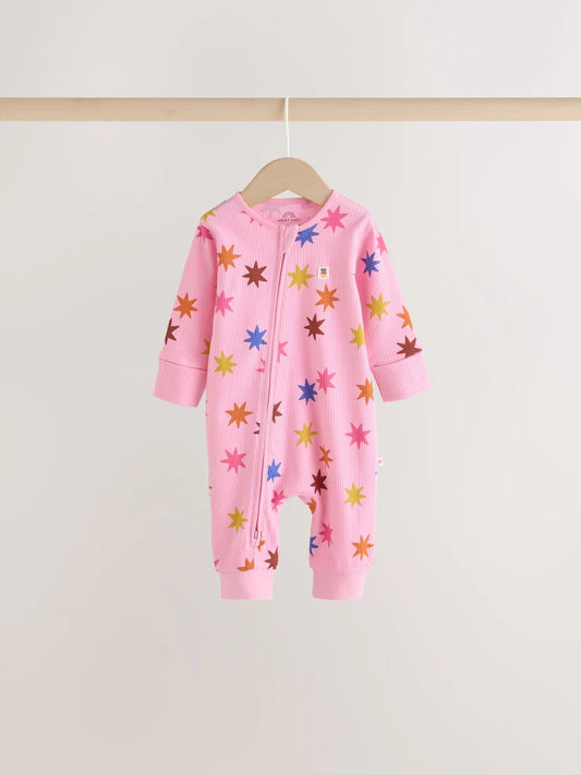 |BabyGirl| Kit Com 3 Macacões De Bebê "Bright Star" com Zíper Bidirecional (0 meses a 3 anos)