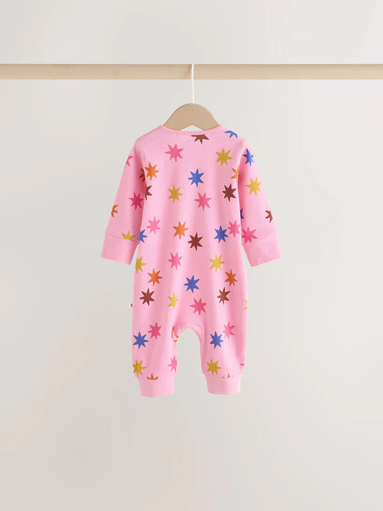 |BabyGirl| Kit Com 3 Macacões De Bebê "Bright Star" com Zíper Bidirecional (0 meses a 3 anos)
