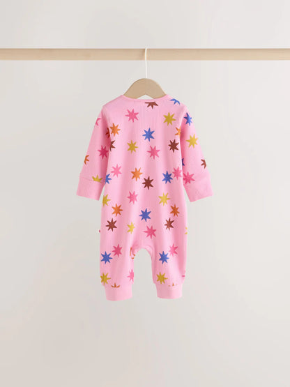 |BabyGirl| Kit Com 3 Macacões De Bebê "Bright Star" com Zíper Bidirecional (0 meses a 3 anos)