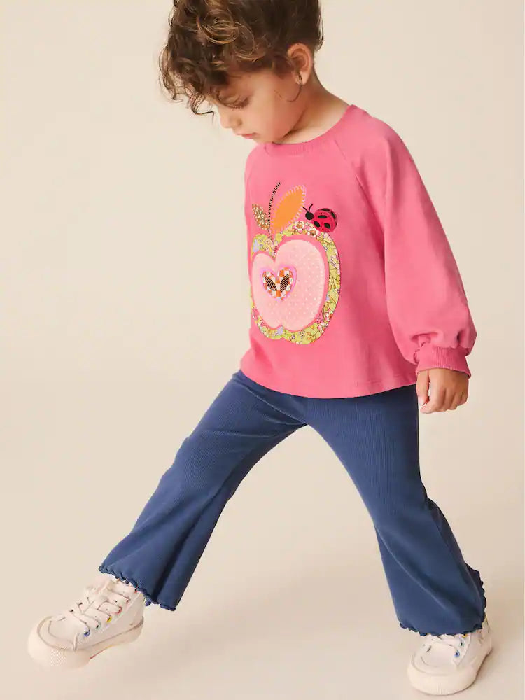 |Girl| Conjunto de Blusa de Manga Longa e Legging Pink Apple (3 meses a 7 anos)