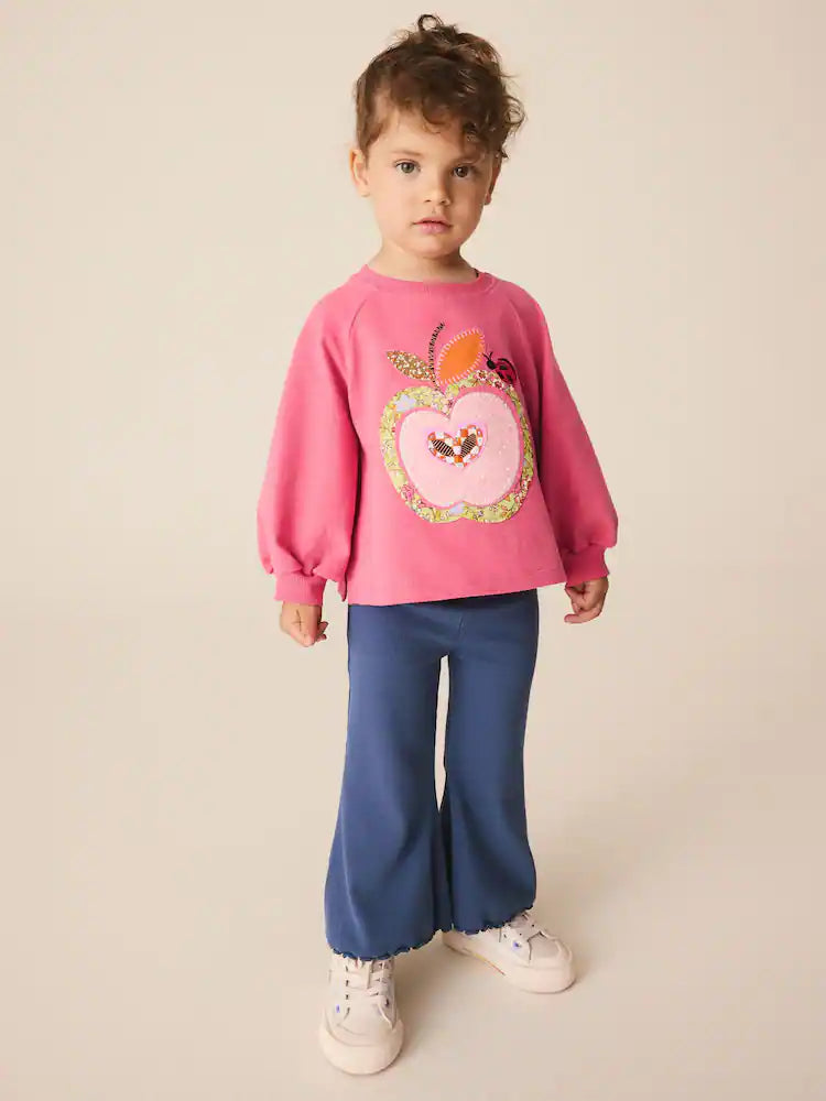 |Girl| Conjunto de Blusa de Manga Longa e Legging Pink Apple (3 meses a 7 anos)