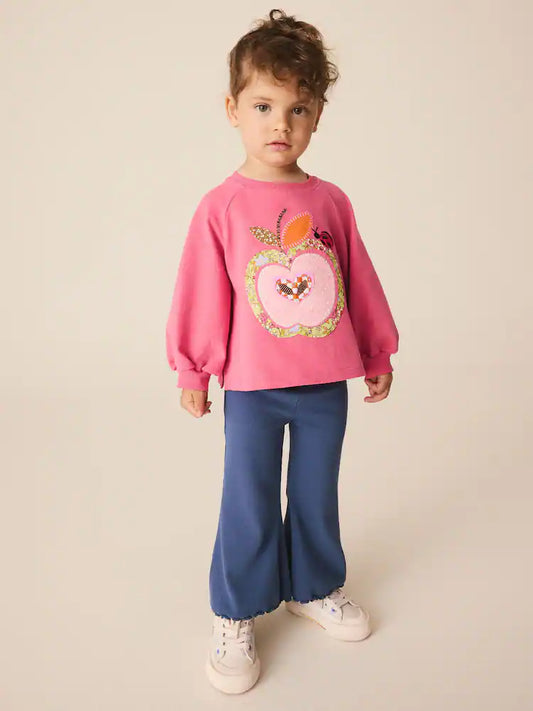 |Girl| Conjunto de Blusa de Manga Longa e Legging Pink Apple (3 meses a 7 anos)