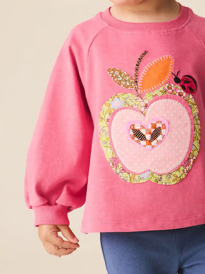 |Girl| Conjunto de Blusa de Manga Longa e Legging Pink Apple (3 meses a 7 anos)