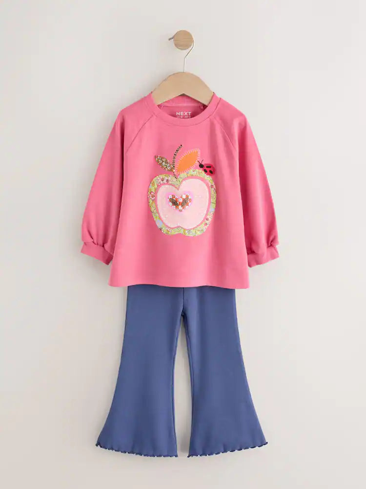 |Girl| Conjunto de Blusa de Manga Longa e Legging Pink Apple (3 meses a 7 anos)