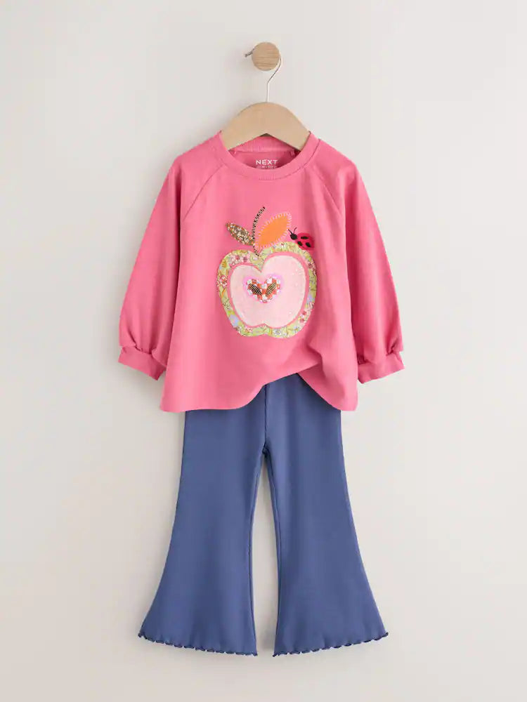 |Girl| Conjunto de Blusa de Manga Longa e Legging Pink Apple (3 meses a 7 anos)