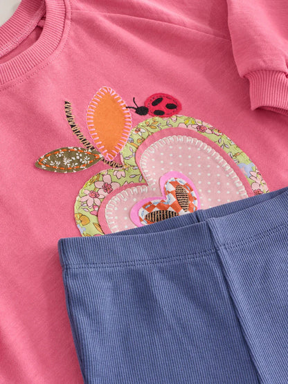 |Girl| Conjunto de Blusa de Manga Longa e Legging Pink Apple (3 meses a 7 anos)