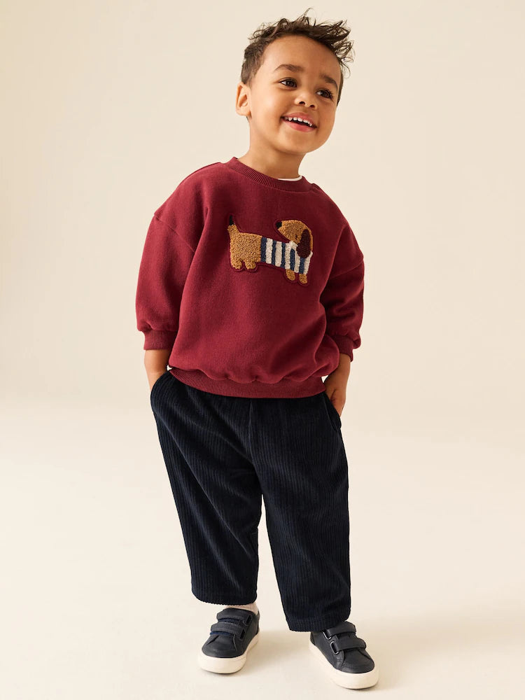 |Boy| Conjunto de Jogger e Blusa Gola Careca Vermelho-Escuro (3 meses a 7 anos)