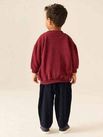 |Boy| Conjunto de Jogger e Blusa Gola Careca Vermelho-Escuro (3 meses a 7 anos)