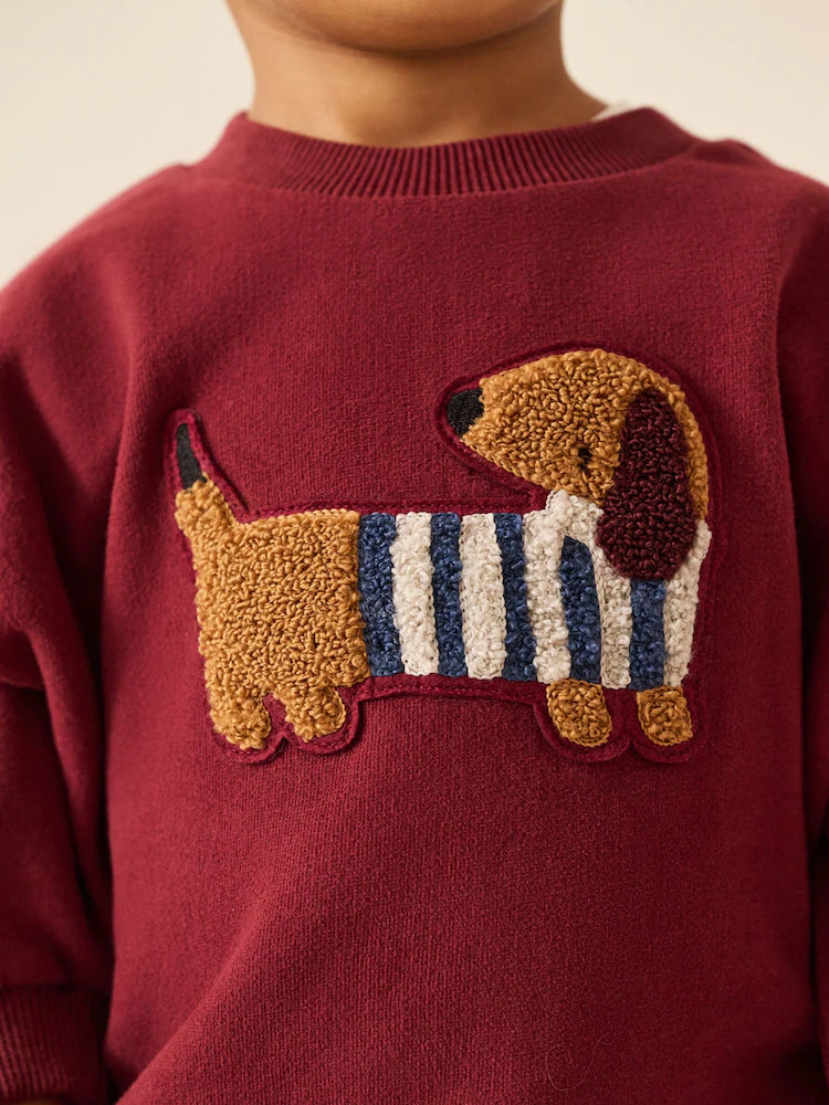 |Boy| Conjunto de Jogger e Blusa Gola Careca Vermelho-Escuro (3 meses a 7 anos)