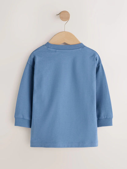 |Boy| Camiseta de Manga Longa com Estampa de Capivara Azul no Espaço (3 meses a 7 anos)