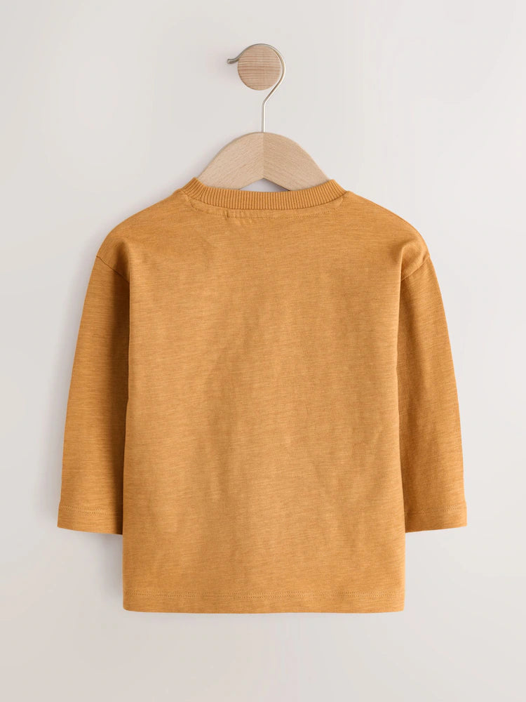 |Boy| Camiseta de Manga Longa com Bordado de Trator Amarelo (3 meses a 7 anos)