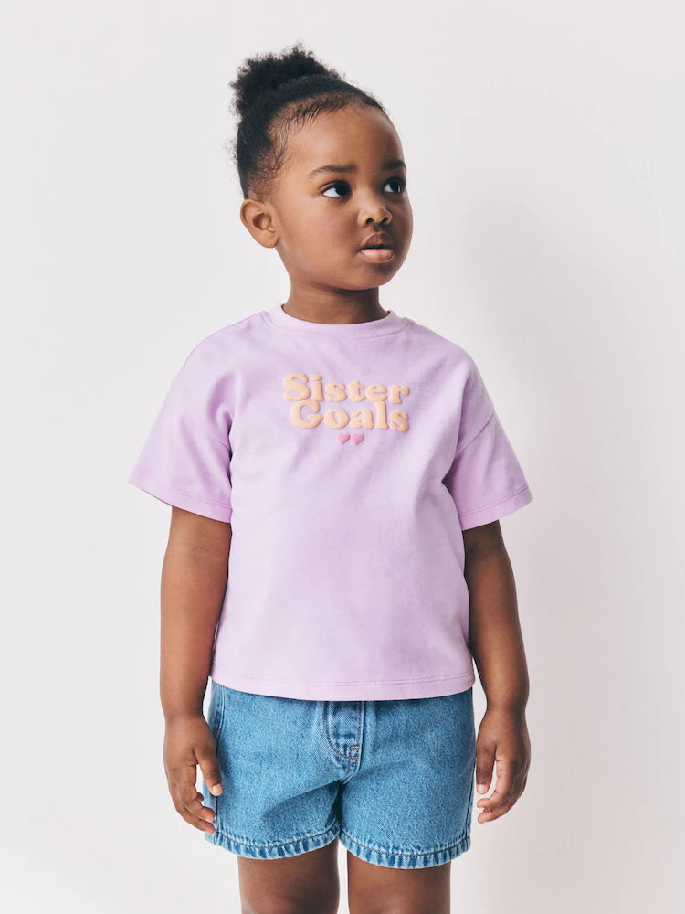 |Girl| Camiseta Lilás Roxa Irmã (3 meses a 7 anos)