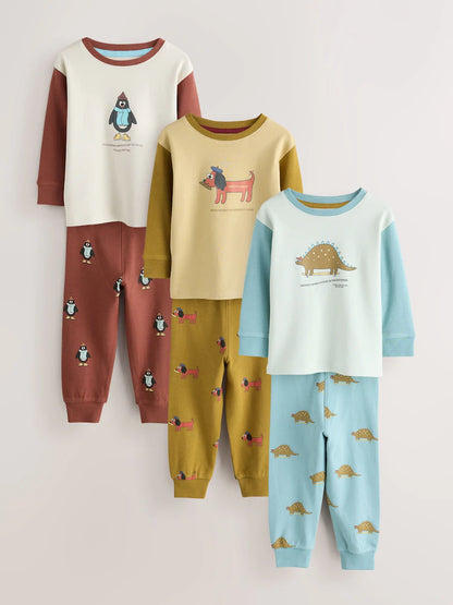 |Boy| Kit com 3 Pijamas Oversized com Estampa de Animais (Azul/Verde) – (9 meses a 10 anos)