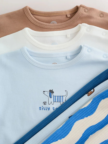 |BabyBoy| Conjunto De 6 Peças Com Estampa De Cachorro Azul: Blusa e Legging wide leg para bebês (0 meses a 2 anos)