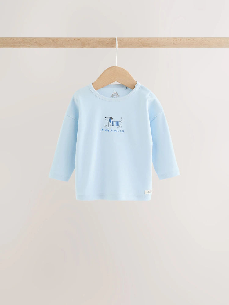 |BabyBoy| Conjunto De 6 Peças Com Estampa De Cachorro Azul: Blusa e Legging wide leg para bebês (0 meses a 2 anos)