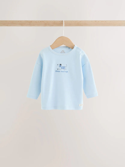 |BabyBoy| Conjunto De 6 Peças Com Estampa De Cachorro Azul: Blusa e Legging wide leg para bebês (0 meses a 2 anos)