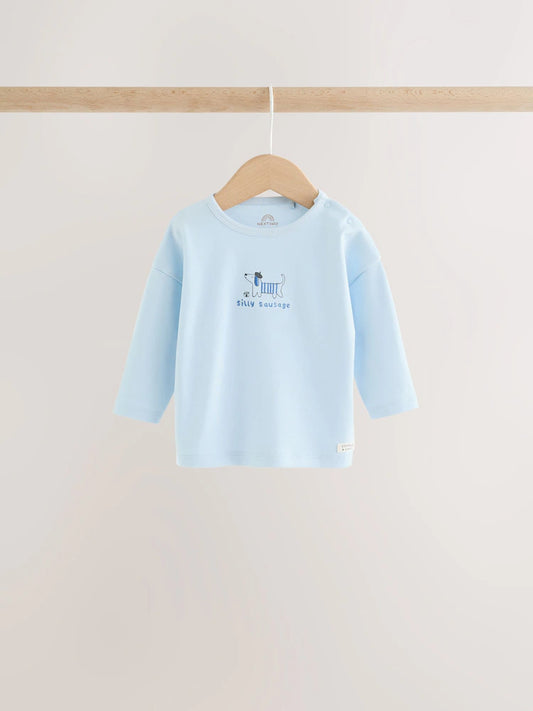 |BabyBoy| Conjunto De 6 Peças Com Estampa De Cachorro Azul: Blusa e Legging wide leg para bebês (0 meses a 2 anos)
