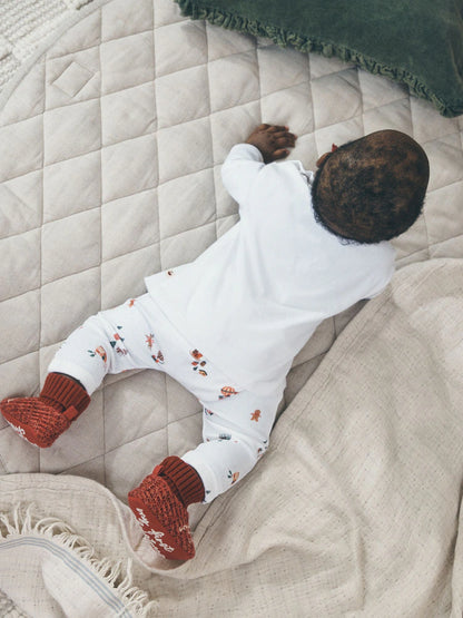 |BabyBoy| Conjunto de Bebê Branco "Meu Primeiro Natal" (Blusa e Legging) – 0 a 18 meses