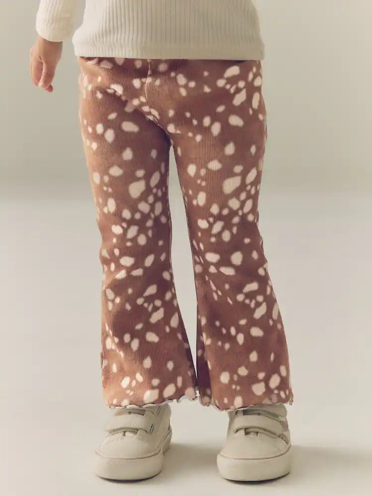 |Girl| Legging Canelada com Estampa de Cervo e Barra Flare (3 meses a 7 anos)