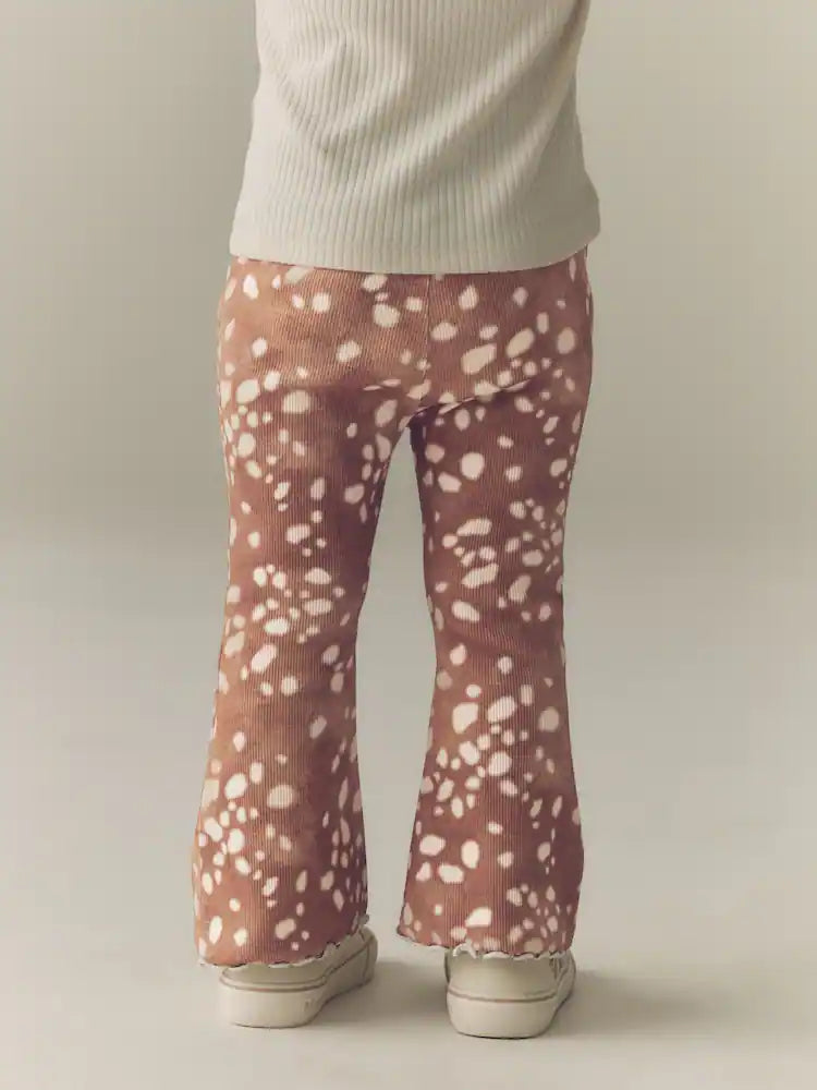 |Girl| Legging Canelada com Estampa de Cervo e Barra Flare (3 meses a 7 anos)