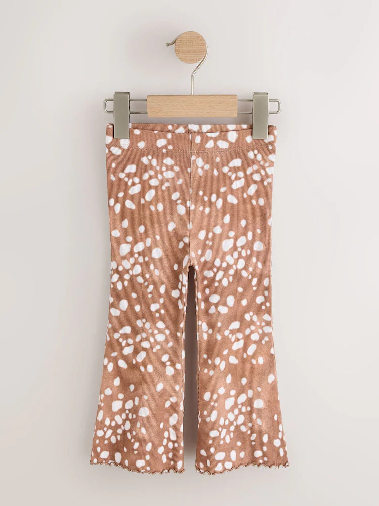 |Girl| Legging Canelada com Estampa de Cervo e Barra Flare (3 meses a 7 anos)