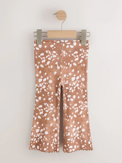 |Girl| Legging Canelada com Estampa de Cervo e Barra Flare (3 meses a 7 anos)
