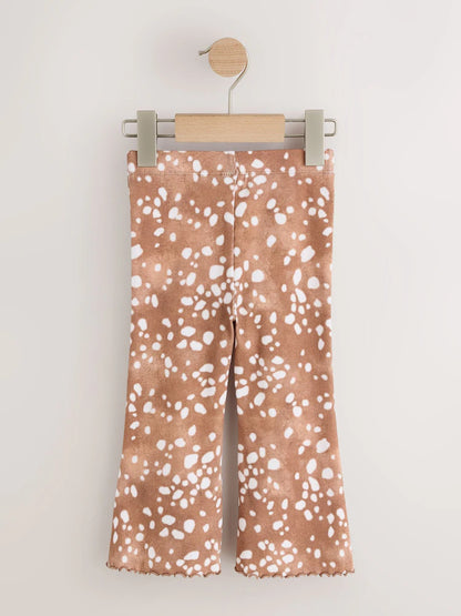 |Girl| Legging Canelada com Estampa de Cervo e Barra Flare (3 meses a 7 anos)