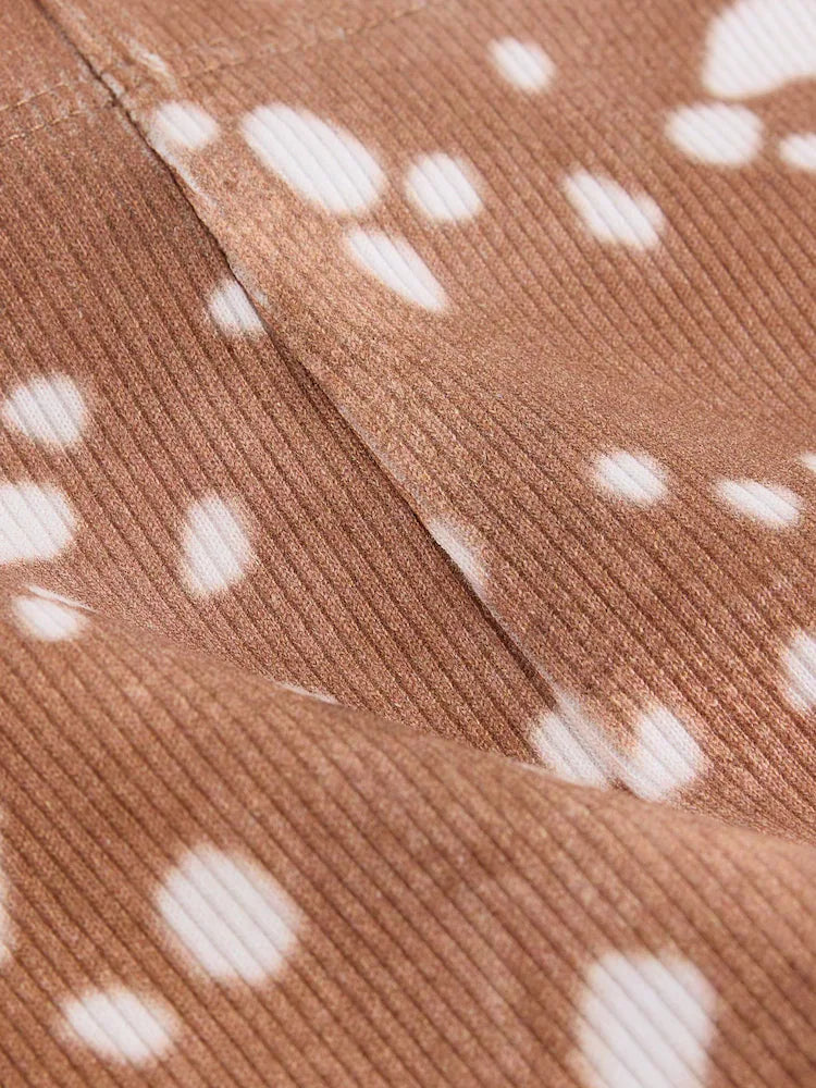 |Girl| Legging Canelada com Estampa de Cervo e Barra Flare (3 meses a 7 anos)
