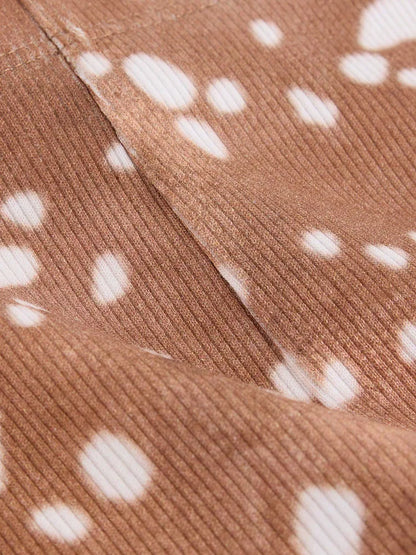 |Girl| Legging Canelada com Estampa de Cervo e Barra Flare (3 meses a 7 anos)