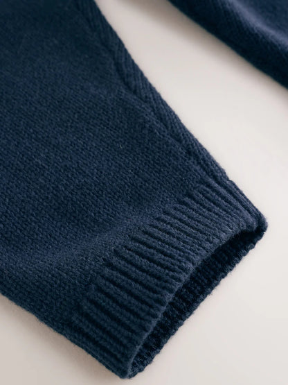 |BabyBoy| Conjunto De Tricô Para Bebê: Blusão Azul-Marinho Com Estampa De Urso e Legging (0 meses a 2 anos)