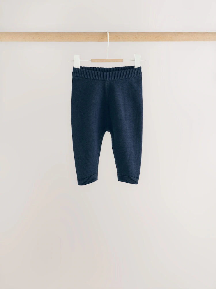 |BabyBoy| Conjunto De Tricô Para Bebê: Blusão Azul-Marinho Com Estampa De Urso e Legging (0 meses a 2 anos)