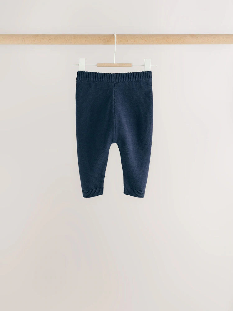 |BabyBoy| Conjunto De Tricô Para Bebê: Blusão Azul-Marinho Com Estampa De Urso e Legging (0 meses a 2 anos)