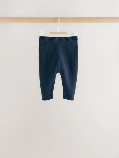 |BabyBoy| Conjunto De Tricô Para Bebê: Blusão Azul-Marinho Com Estampa De Urso e Legging (0 meses a 2 anos)