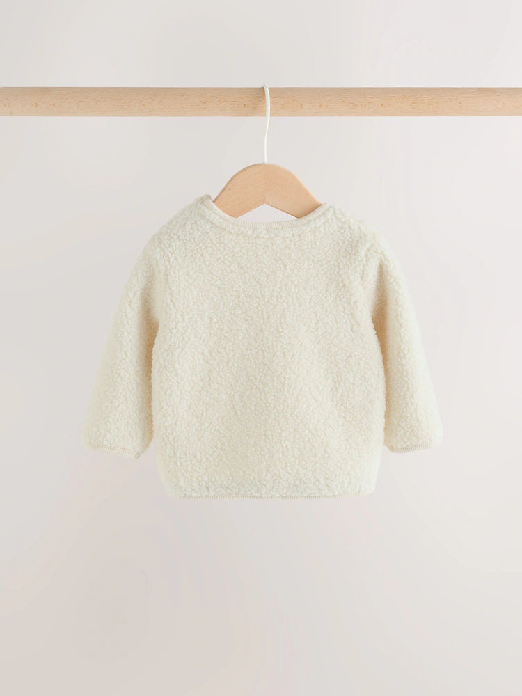 |BabyGirl| Conjunto De Blusa De Fleece e Legging Com Estampa De Rena – Tons Neutros (0 meses a 2 anos)