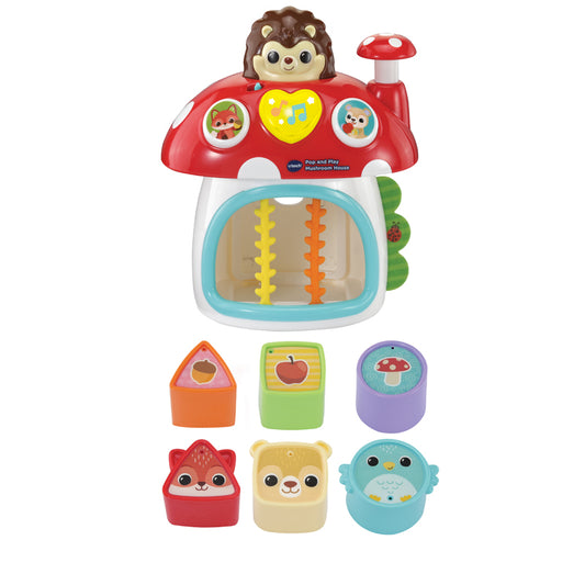 VTech Casinha de cogumelo Pop and Play com ouriço-cacheiro para brincar de esconde-esconde em uma floresta encantadora.