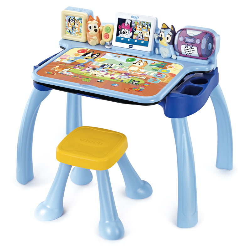 Mesa de Atividades e Aprendizado Interativo VTech Bluey com Banqueta – Brinquedo com Funções de Toque, Música e Arte (Para crianças de 3 a 6 anos)