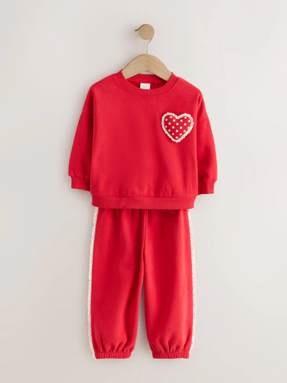 |Girl| Conjunto de Moletom Vermelho e Calça Barrel (Pacote com 2) (3 meses a 7 anos)
